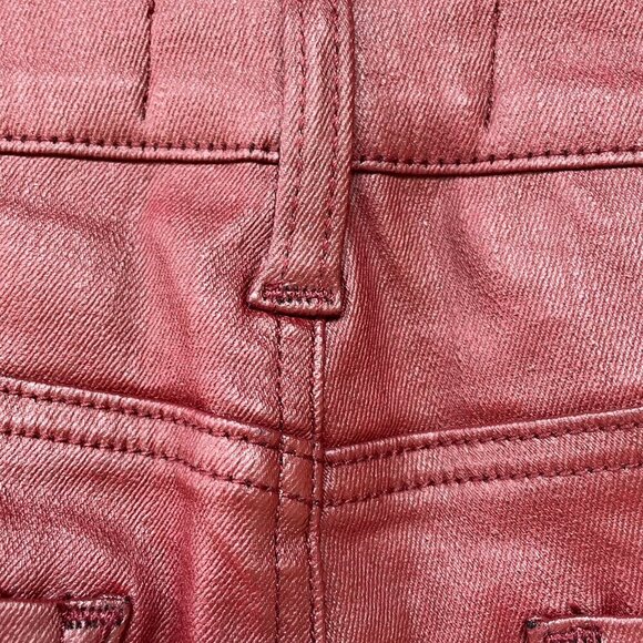 DAZE Daily Driver Coated Cropped Jeans in Wine Lips Womens 32 Burgundy Red NWT - Picture 6 of 16